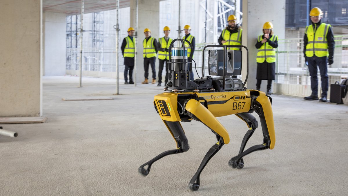 FosterPartners's tweet photo. @FosterPartners has been working with @BostonDynamics to explore the potential of Spot at construction sites, capturing changes on a regular basis, and being able to easily compare the ‘as-designed’ models against the ‘as-built’ reality. https://t.co/cehrugarAt https://t.co/DrH2r41ijg