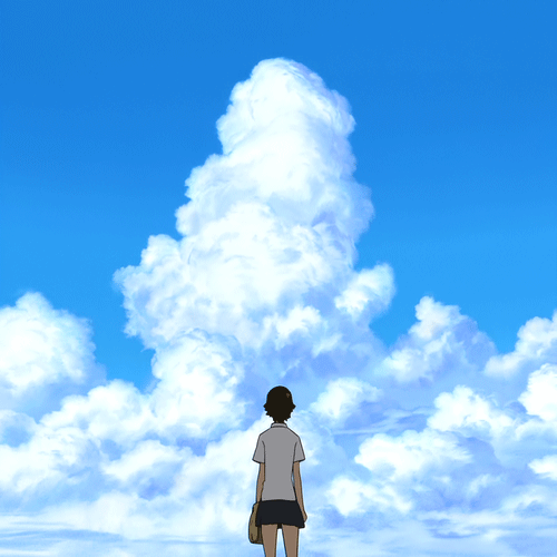 Dalam The Girl Who Leapt Through Time, momen kontemplasi memandangi unsur alam yang bergerak juga diperlihatkan; waktu yang tidak bisa Makoto ulang kembali di adegan akhir, berlalu seiring awan cumulonimbus yang bertambah besar.