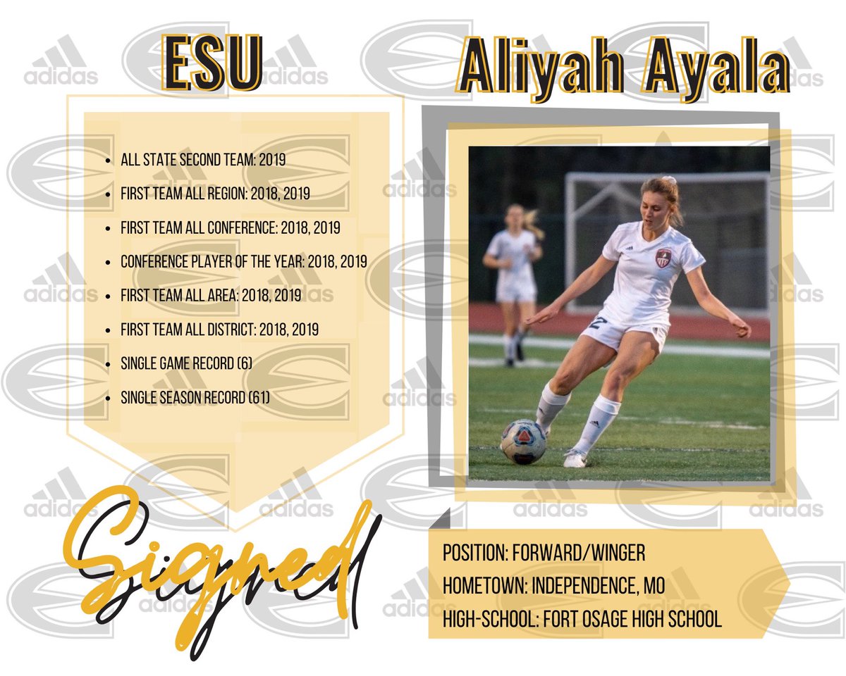 ESU_WoSoccer's tweet photo. Super excited to officially welcome Aliyah Ayala to the ESU Soccer family !! A forward from Independence, MO 🐝⚽️  #AliyahAyala1
#NationalSigningDay  #StingersUp https://t.co/kL1aZ3DsyM