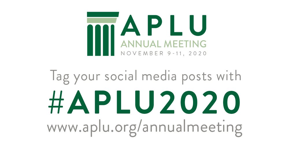 APLU_News's tweet photo. Welcome to the third and final day of #APLU2020! Join us at 1pm ET for lightning round sessions featuring public university presidents describing and discussing unique projects they’re undertaking on campus. https://t.co/vXxXWwxpSe https://t.co/lHOvw37TiJ