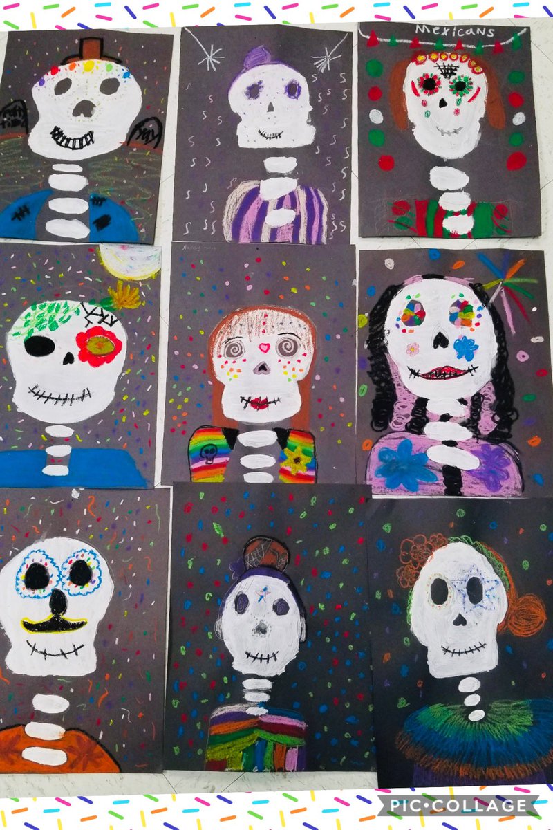 4th Grade Day of the Dead Skeletons Art <a href="/hcebulldogs/">Hill Country ES- Bandera ISD</a>