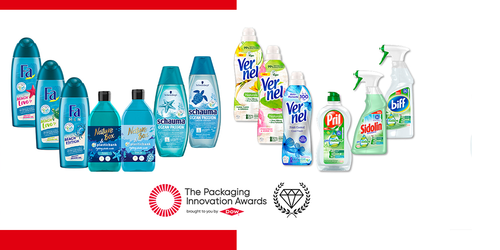 Henkel's tweet photo. Henkel has received the Diamond @DowPackaging Innovation Award. 🏆 The award recognizes our #SocialPlastic #packaging solutions that we were able to implement thanks to our partnership with @PlasticBank. #DowPackagingAward 👉https://t.co/JAGU2ounwn https://t.co/xdpiP7tZah