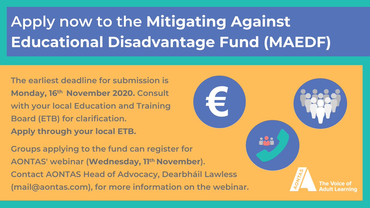 aontas's tweet photo. Thank you to the wonderful network of #AONTASmembers across Ireland who attended todayโs extended webinar, supporting each other to meet the needs of marginalised learners nationwide #AdultLearning #CommunityEducation
Please apply to the #MAEDF through your local ETB. https://t.co/gZ1wJg0LYc