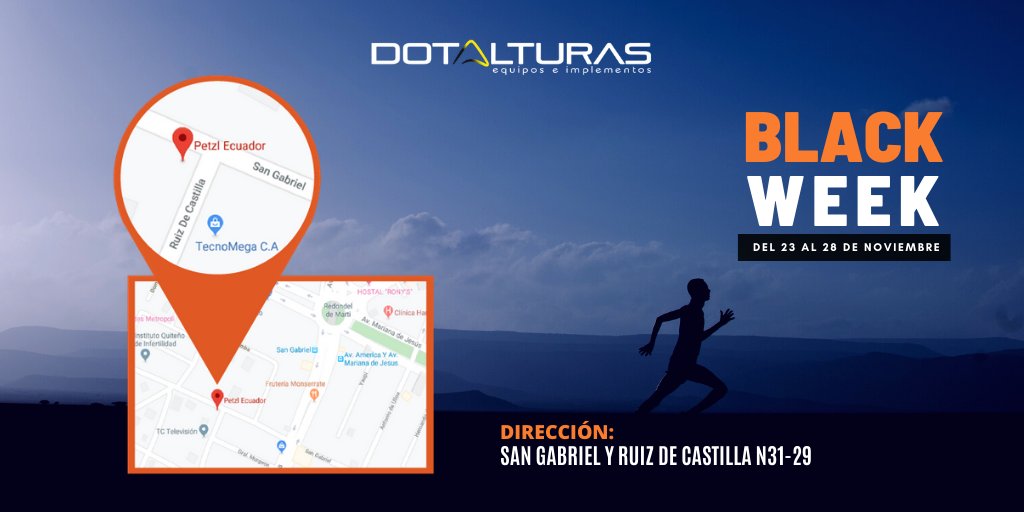 ⚠️ ¡Prepárate para el Black Week de PETZL! ⚠️

¡Visítanos en nuestro showrrom! 
Contamos con todas las medidas de bioseguridad

👉 Hasta el 40% de descuento 😱

📍 Recuerda nuestro horario de atención de⏰ 9:00 a.m a 6:00 p.m

#dotalturas #blackweek #showroom #quito