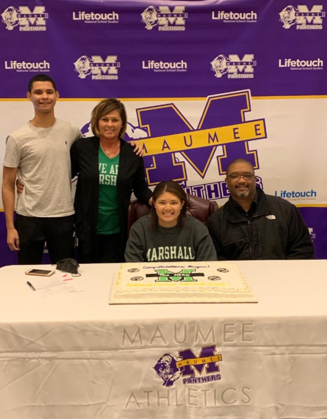 Congratulations to Brynn Brown who will continue her volleyball career at Marshall University 💜💛#WeAreMaumee #PantherFamily #MaumeeStrong