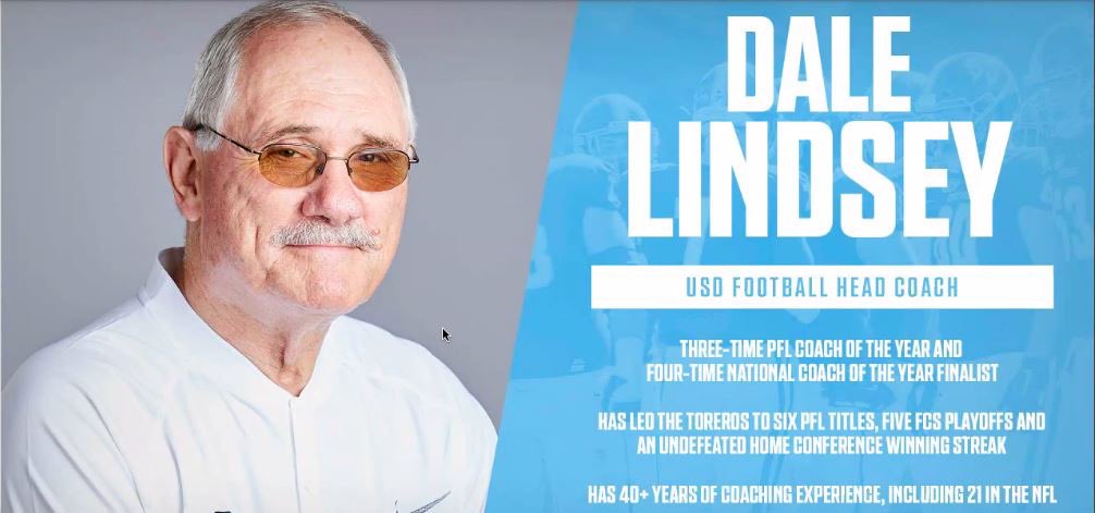 The leadership of your program matters and <a href="/USDFootball/">San Diego Football</a> has one of the best in HC Dale Lindsey:

Championships: 🏆 🏆🏆🏆🏆🏆
Career Victories: 6️⃣3️⃣
PFL Record: 5️⃣3️⃣-3️⃣
Active PFL Win Streak: 3️⃣7️⃣

#BallinAtBeach