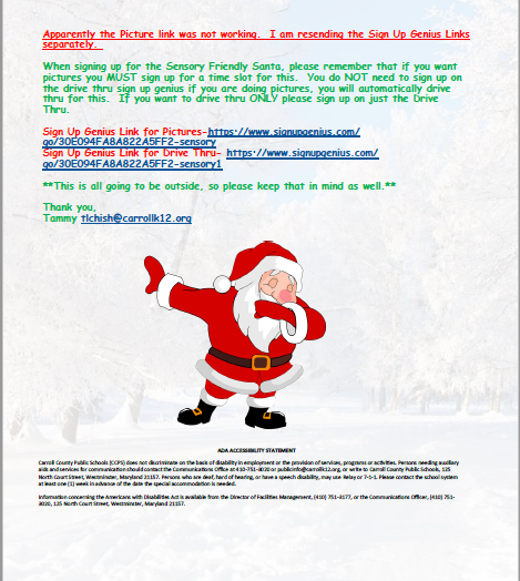 Apparently the Picture link was not working.  I am resending the Sign Up Genius Links separately.  
**This will be outside**