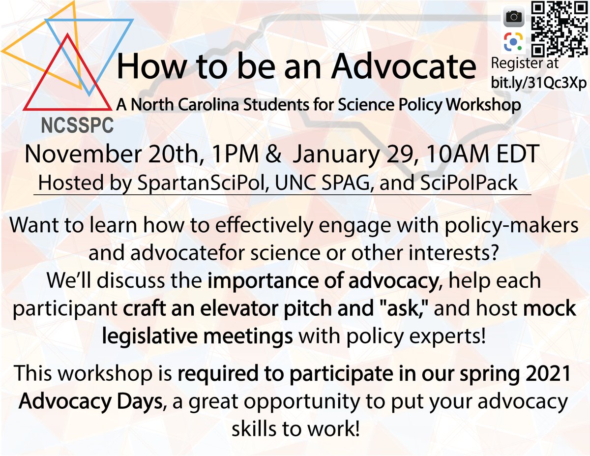 UNC_SPAG's tweet photo. Did you forget to register for our workshop beginning next week? The one on November 20th at 1pm, hosted by SPAG, @SciPolPack, and @SpartansSciPol. The one you can register for at https://t.co/PFTEXJrFnK. Well, here's your reminder! @DukeSciPol @UNC_TIBBS @scipolnetwork. https://t.co/cnNIguca3K