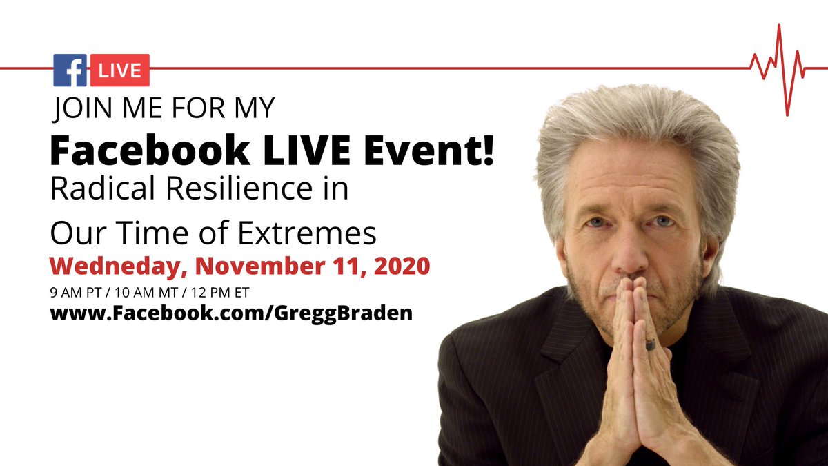 Our world changed overnight making #RadicalResilience as critical today as it has ever been. So, I’m going live right now to talk more about it: facebook.com/GreggBraden/vi…