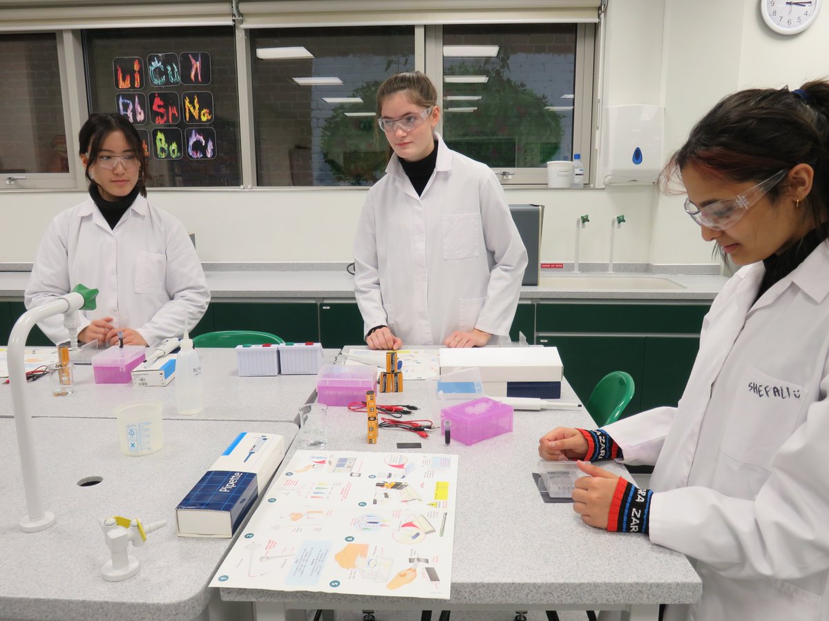 HeathfieldAscot's tweet photo. A Level Biology students are pouring agar gels for electrophoresis of DNA to produce genetic fingerprints #HFScience #Experiments #womeninSTEM https://t.co/e2rYjjhabo