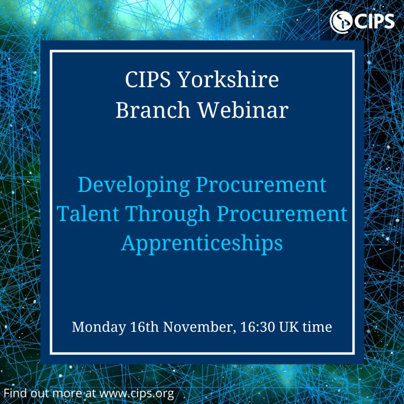 Looking to develop your team? Procurement Apprenticeships could be the best route for you, find out more and gain one CPD hour too.  

This is a great webinar with Debbie Shore FCIPS or NEUPC on  Monday 16th November at 16:30, follow the link to sign up. zcu.io/QmEp