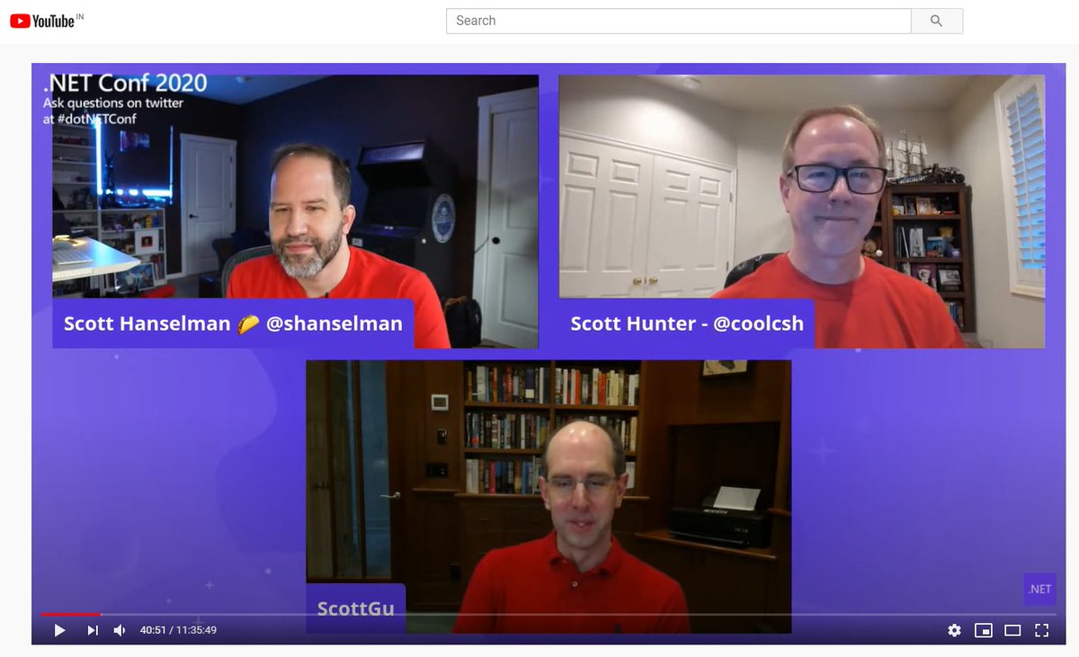 mohammedsgadi's tweet image. 3 scott in one frame! Wow! @shanselman @scottgu @coolcsh #dotNETConf @Microsoft #Azure #CSharp9 #dotnetcore 😀