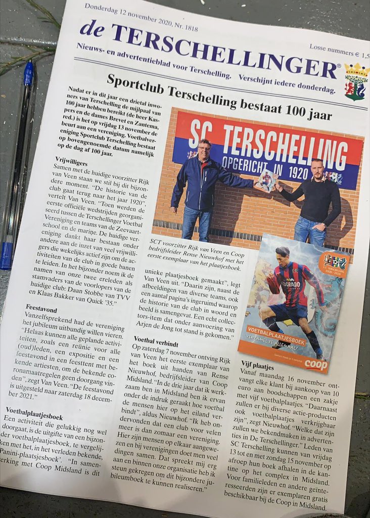 Vanaf maandag 16 november kan je sparen voor voetbalplaatjes van sc Terschelling ter ere van ons 100-jarig bestaan! De plaatjes krijg je bij <a href="/CoopMidsland/">Coop Midsland</a> bij elke 10 euro aan boodschappen en ook via diverse actieproducten!