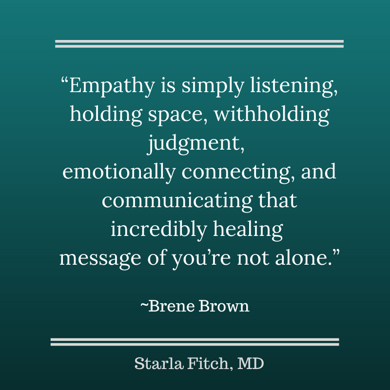 StarlaFitchMD's tweet image. Some people are naturally more #empathetic than others, but we can all learn to be more empathetic. Start by connecting with people, being #compassionate, and listening more than talking. We are all in this together. #PracticeEmpathy #ConnectMore