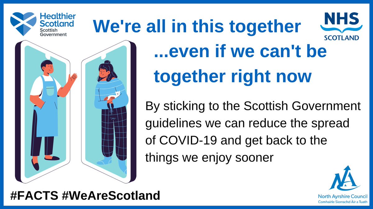 North_Ayrshire's tweet image. We know it can be tough, but it's important that we all follow @scotgov guidance and #StickWithIt so that we can reduce the spread of the virus and get back to the things we enjoy sooner.