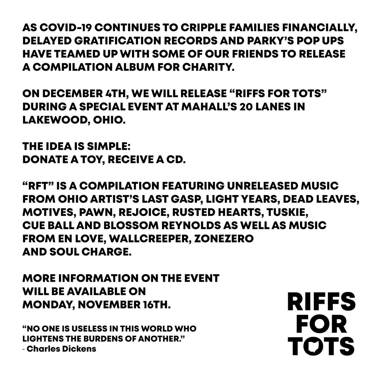 dgrohio's tweet photo. Charity CD only comp coming 12/4 with @parkershaffer. Info on the graphic, art coming soon. https://t.co/v5OyHuQpWA