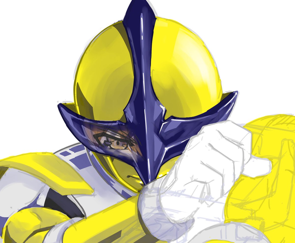 ミヅキ 単身赴任生活 本気おこカジキ 色塗り中 好きなところから塗ってくスタイル つまりバイザー大変たのしいれす 塗りながら線画も描いていくやり方 シャープな塗りにしてるけど うまくいっているかは不明 今日はここまで つ ｵﾔｽﾐｰ