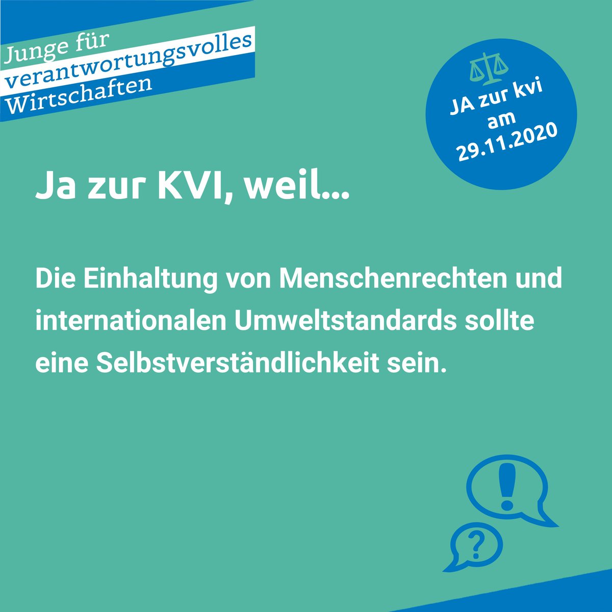 Die #JCVPSchweiz sagt am 29. November JA zur #KVI, weil  die Initiative für uns eine längst überfällige Selbstverständlichkeit ist. 👍🏼🗳 #abst20 All unsere Argumente findest du hier ➡️ jcvp.ch/parolen/ja-zur…