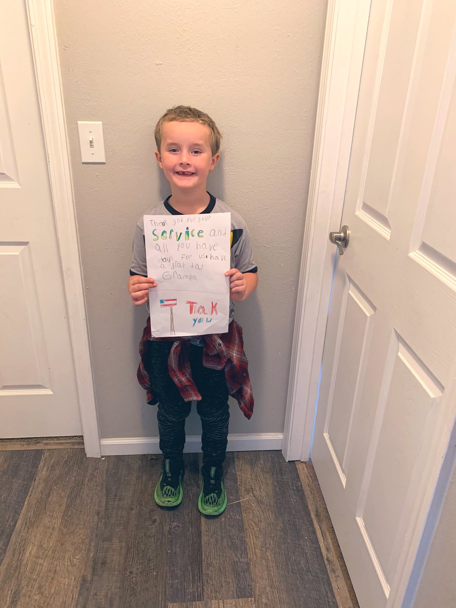 Tiff557's tweet photo. Cooper’s thank you note to his grandpa @linton_julie #wcsflight #veteransday2020 https://t.co/v1VQMG2vrN
