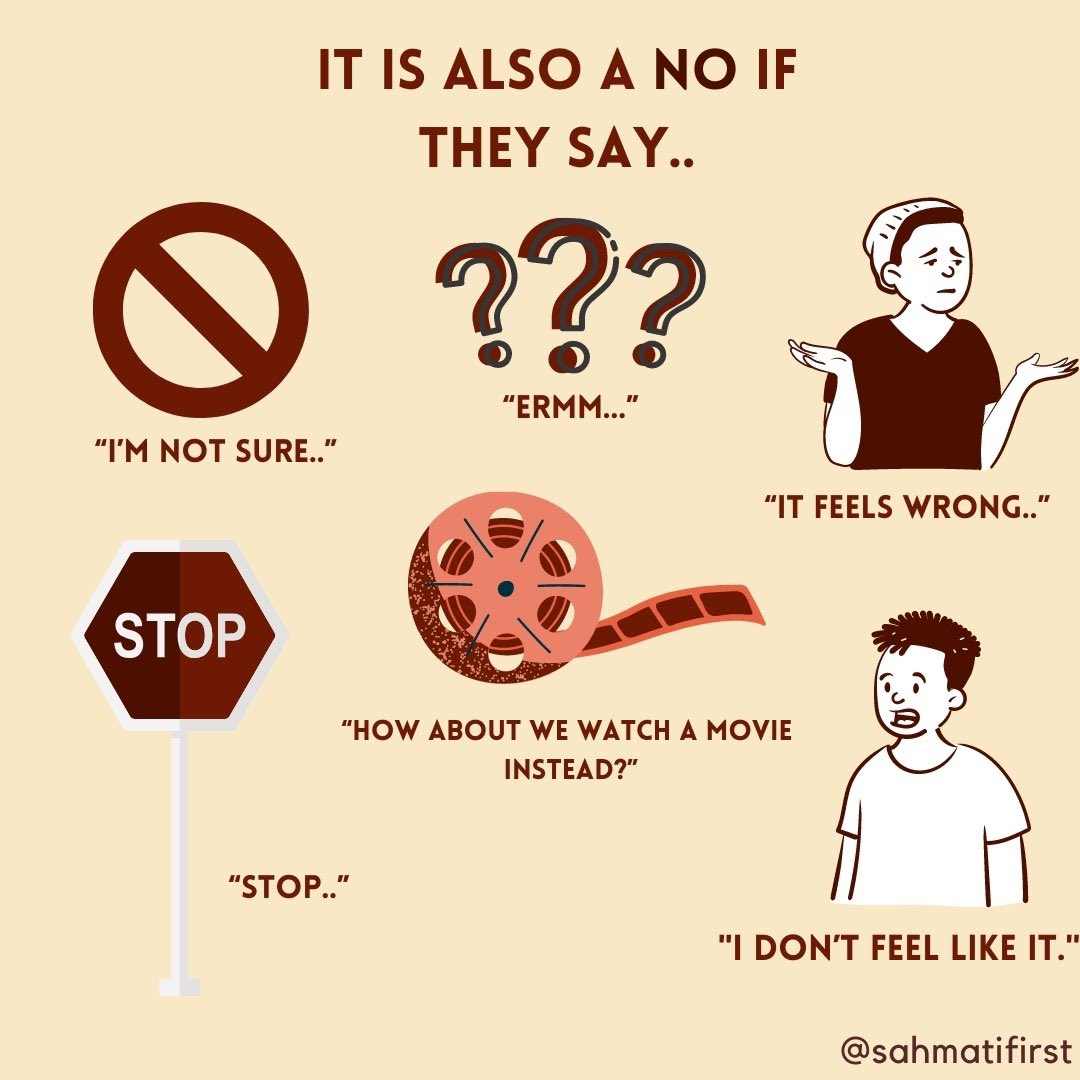 It is therefore crucial to proactively check in with your partner before initiating any new activity, making sure to convey that it’s okay for them to say “no” if they are not keen, or if they change their mind after having given  #consent earlier 2/3.
