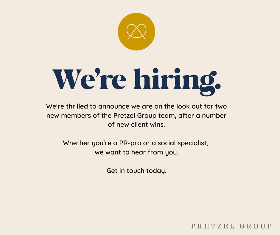 pretzel_group's tweet photo. We're on the lookout for a B2B PR Senior Account Executive and a Social Media Specialist.

Head to the blog section of our website for job descriptions and information on how to apply.

##PRAgency #IntegratedAgency #ManchesterJobs #CheshireJobs #Marketing #PR #Digital https://t.co/Eq5UJdQ38z
