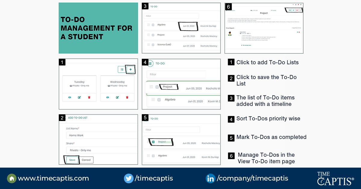 timecaptis's tweet photo. As a Student, manage effectively by prioritizing your tasks and keep a record of completed tasks by using the #ToDo feature on #TimeCaptis.
#time #timemanagement #todo #todomanagement #timecaptis https://t.co/WLVPQ4Gd9N
