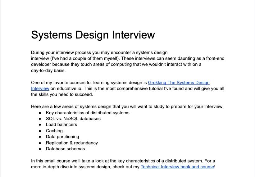 EmmaBostian's tweet image. Working on the Systems Design portion of my new technical emails course! 💁‍♀️

Super excited about this! You can sign up for the email course on technicalinterviews.dev!