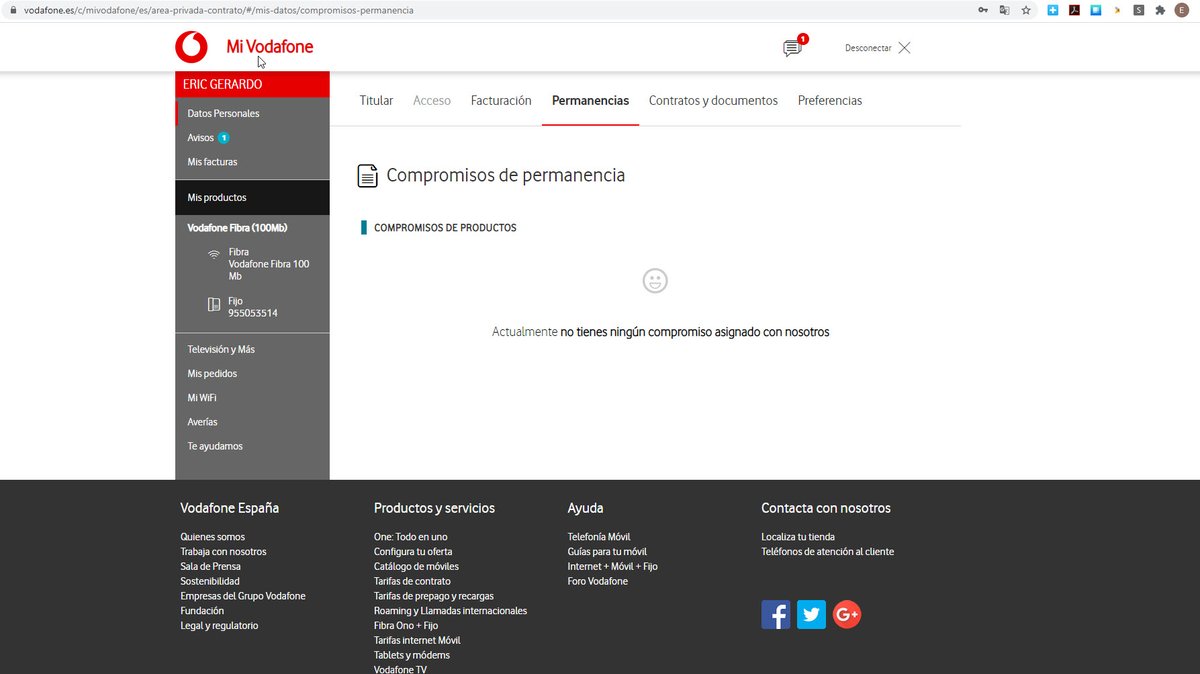 eric_rdz's tweet photo. Que me dices de esto @vodafone_es Cuando contraté el servicio de fibra en casa (abr-2020), me indicaste claramente sin contratos de permanencia. Ahora que necesito cancelar tus ejecutivos mecionan "lastimosamente" tiene que pagar 150 euro por una permanecia ! #Robototal #bullshit https://t.co/HTB5ZnBOTw