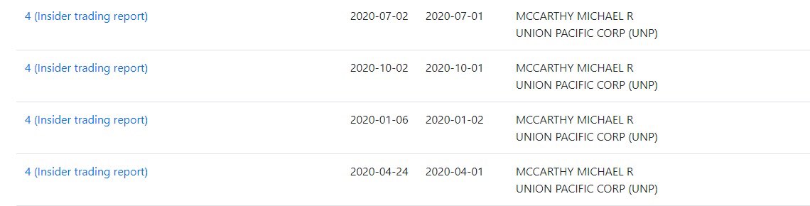 He’s also on the Board of Directors for Union Pacific Corporation. Remember, McConnell’s wife, Elaine Chao is Secretary of Transportation. They announced $291 million in grants for railways 10/29/2020. McCarthy has been cashing in on his Phantom Stock with Union Pacific. 50k each