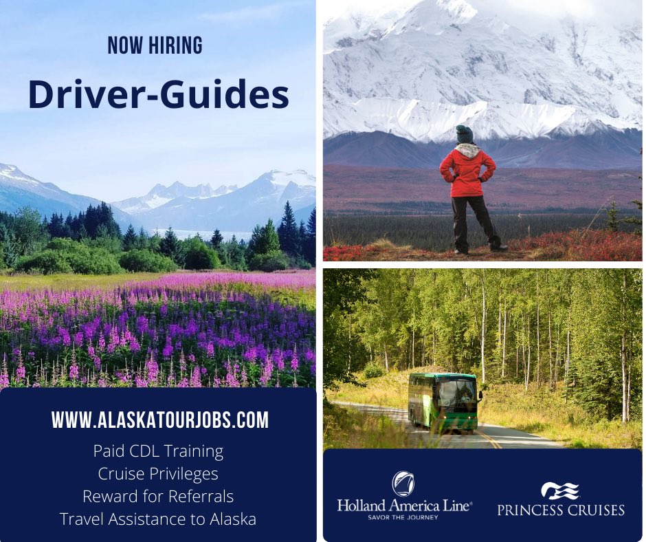 AlaskaTourJobs's tweet photo. We are Hiring! Paid CDL Training, Travel Assistance to Alaska, Reward for Referral, plus many other perks. #Alaska #alaska2021 #AlaskaTourJobs #Mountains #DrivingJobs #DriversWanted #adventure #AdventureAwaits #AdventureAwaitsYou https://t.co/ClzgEUKhi3