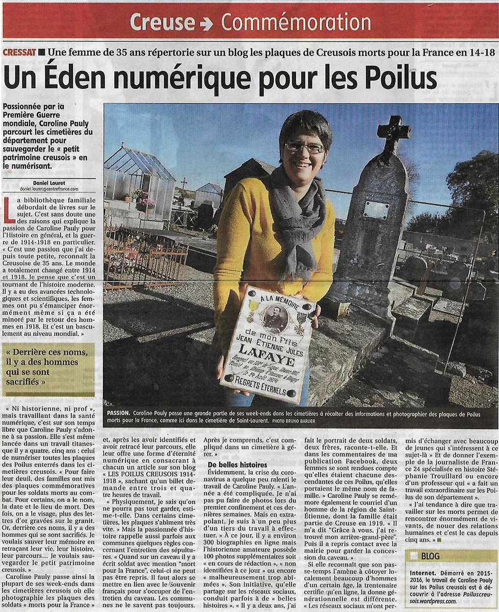 [#PoilusCreusois] Merci <a href="/montagne_creuse/">La Montagne Creuse</a> et <a href="/lauret_daniel/">Daniel Lauret</a> pour cette belle page dans l'édition du #11Novembre, merci surtout de faire vivre la mémoire. 

#TravailDeMémoire