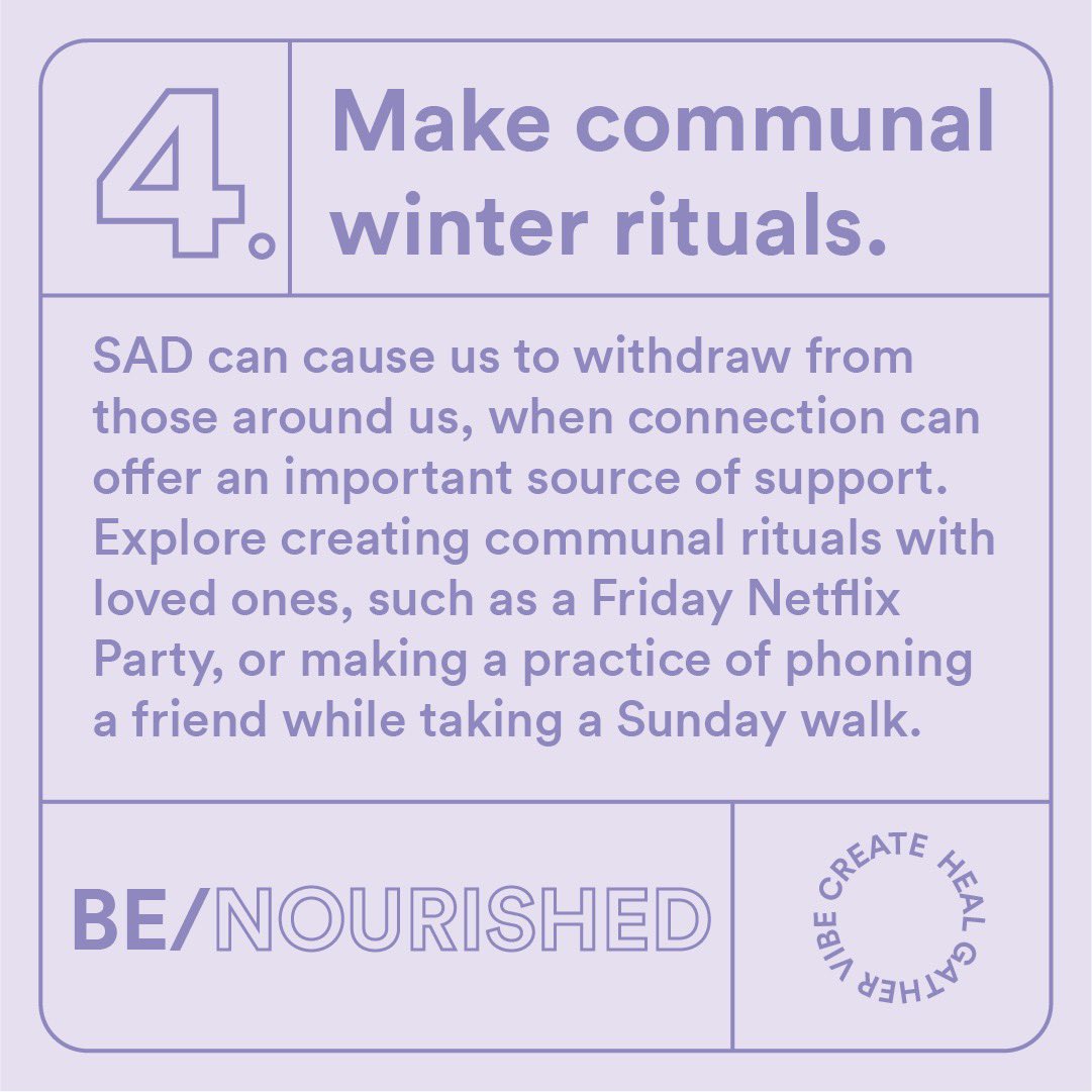 ethelsclub's tweet photo. Tiny Tips | Support with Seasonal Depression 👉🏾

As we prepare for winter weather, we're making care plans for tending to our mental, emotional &amp; spiritual health.

We encourage you to gently check in with yourself (&amp; loved ones!) on what you may need as colder months settle in. https://t.co/y8zKv4sK6L