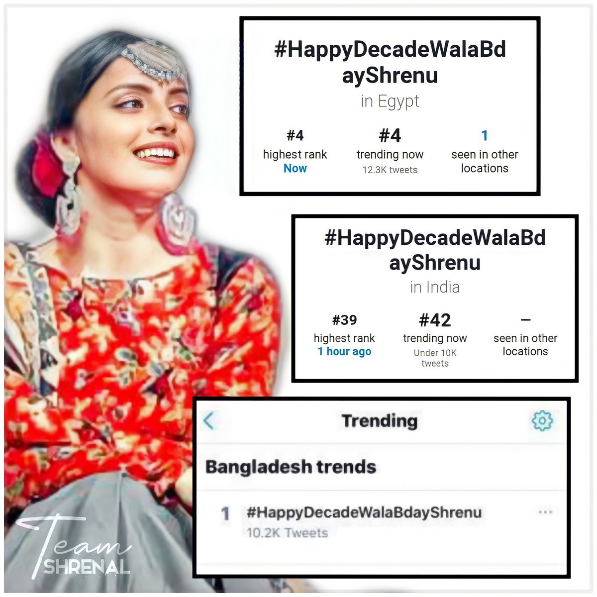 ShrenalTeam's tweet photo. Continously Trending in INDIA,EGYPT AND IN BANGLADESH❤

~~~~Ruling a million hearts!!💖~~~
                 
                        Q.U.E.E.N 👑

  { #HappyDecadeWalaBdayShrenu •     #ShrenuParikh } { @shrenuparikh11 } https://t.co/OCv7iqxudd