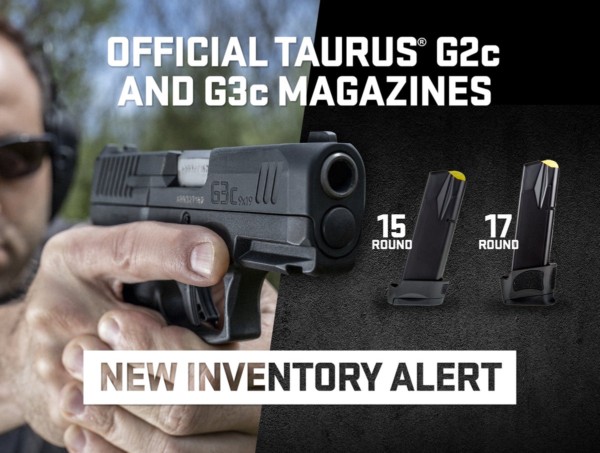 TaurusUSA's tweet photo. Minimize reload time. Stock up on Taurus® G2c + G3c 9mm magazines today. Limited quantities available. Get them while you can.
Shop Taurus now —> https://t.co/eUnOtbZee0
#TaurusUSA #ShopTaurus #TaurusG2c #TaurusG3c #ExtraMags https://t.co/W5dcr05ehh