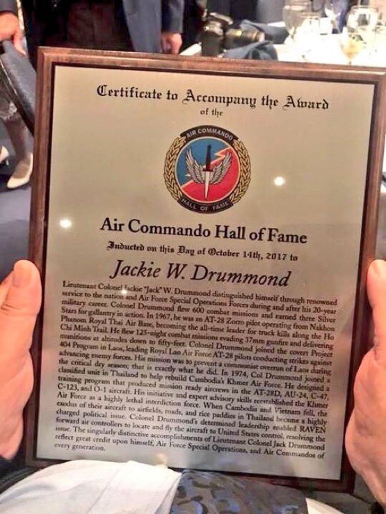 dodrummond's tweet photo. Grateful thanks this #VeteransDay to all who have served—but particularly to my late uncle, #Ravens Lt. Col. Jack Drummond: 🇺🇸
☑️ 862 Sorties
☑️ 3 Silver Stars
☑️ 2 Distinguished Flying Crosses
☑️ All-time leader in truck kills on #HoChiMinhTrail
☑️ 2017 #AirCommando HOF https://t.co/D7pv953t9T