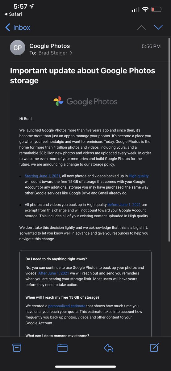 bradsteiger's tweet photo. @googlephotos absolute lame sauce. Disapprove 👎 #googlephotos https://t.co/Sj0qH8NGwu