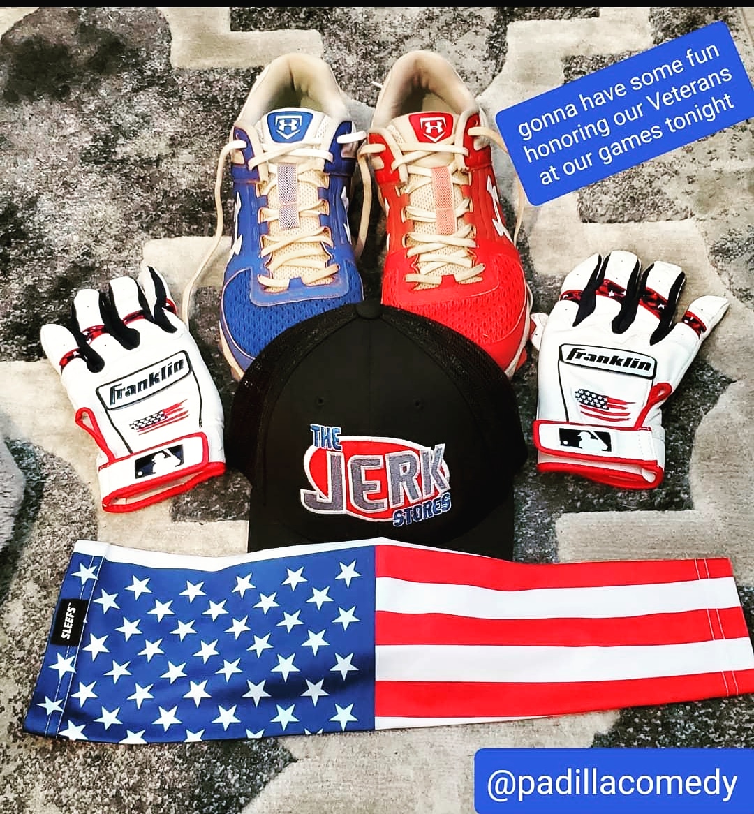 Padillacomedy's tweet photo. Gonna have some fun honoring our Veterans at our games tonight

#ThankyouforyourService #VeteransDay #HappyVeteransDay @FranklinSports @UnderArmour @Pacificheadwear @sleefs https://t.co/QI8Z9DZvww