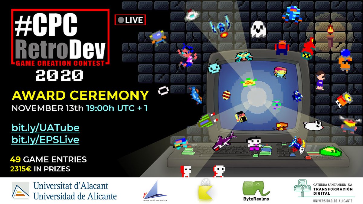 Tomorrow the award ceremony of the #CPCRetroDev will be celebrated.
We will be waiting for you at 19:00 GMT+1 on the live event!!
bit.ly/EPSLive bit.ly/UATube
#Amstrad #UAGames #GameDev #IndieDev #retrogaming #8bits