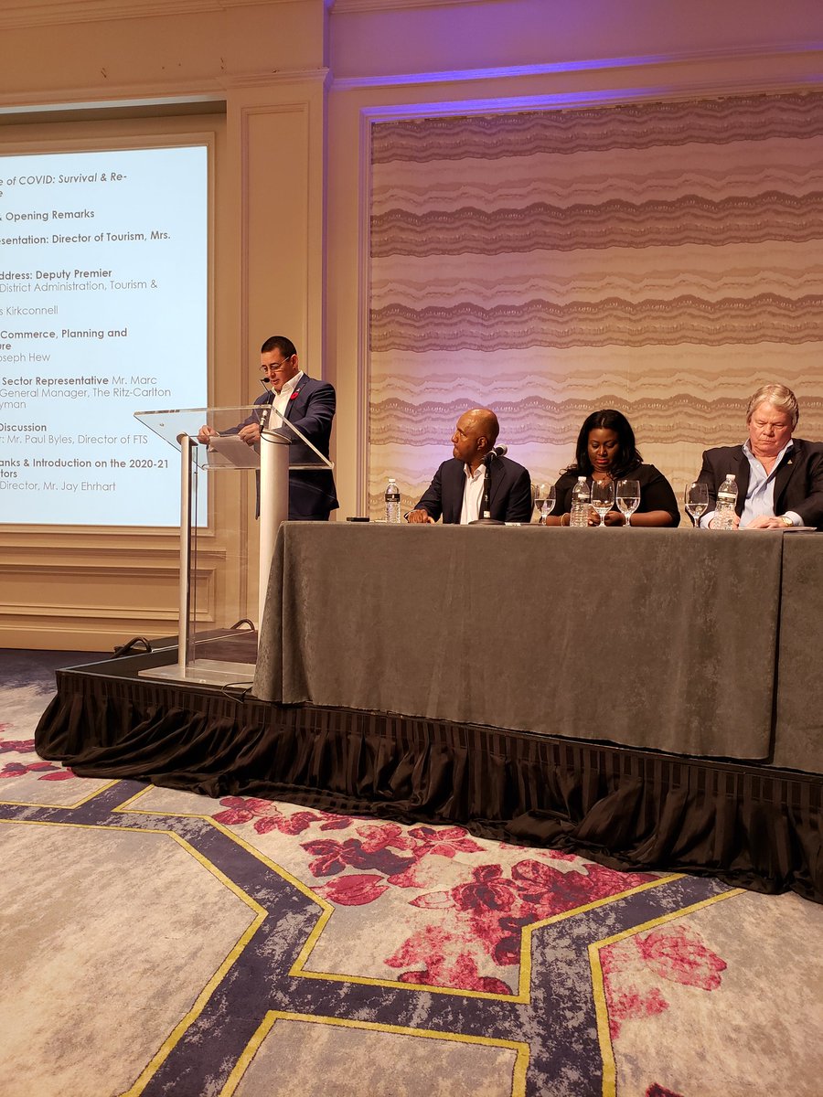 moseskMLA's tweet photo. The Hon Deputy Premier and Minister Hew gave a brief synopsis of what their respective Ministry's and the Government is doing to help our Tourism and Commerce Industries at the CITA Tourism Forum.  #caymantourism #caymanislands #caymanpride https://t.co/80gA8sezRl