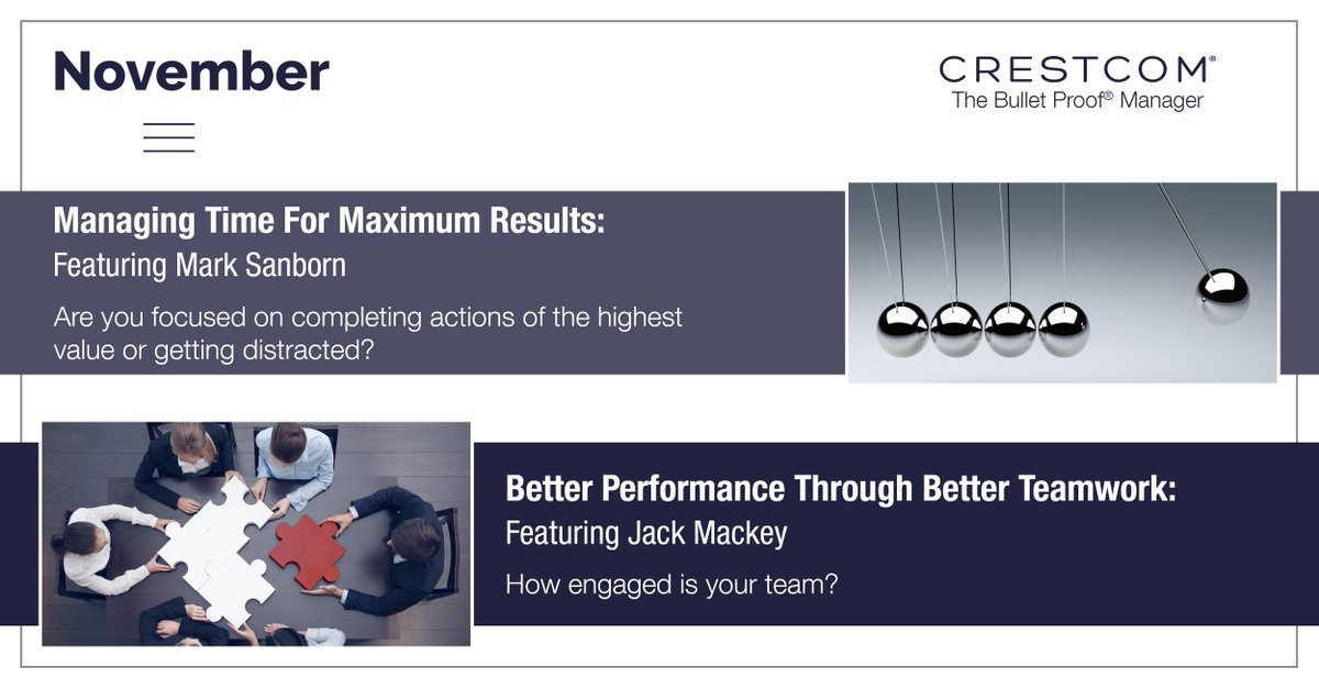 crestcomleaders's tweet photo. This month in Crestcom's Leadership Development sessions, we are excited to present "Managing Time for Maximum Results" &amp; "Better Performance Through Better Teamwork". Find out more: https://t.co/WpX7eCMCF1 #crestcom #traininganddevelopment #businessdevelopment https://t.co/31ZIcWgroP