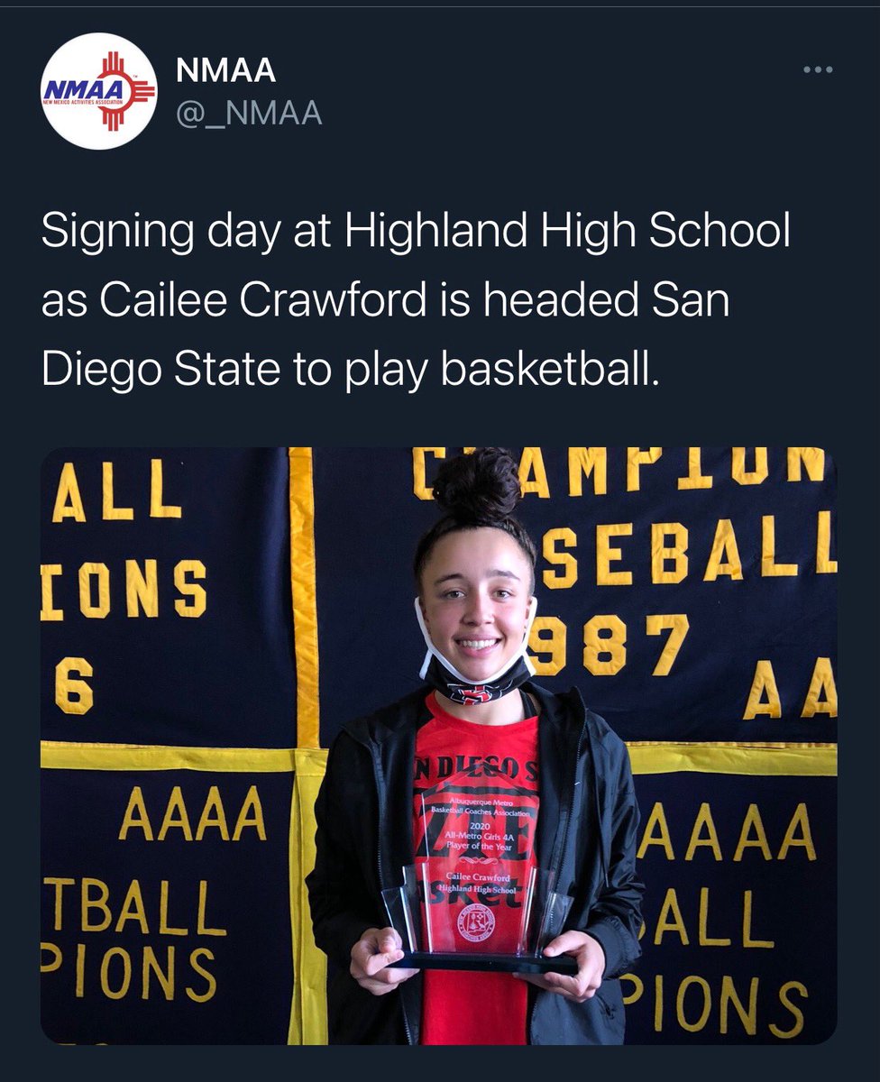 herbiethehornet's tweet photo. Congratulations to Cailee Crawford 🥳🥳 today she signed to the San Diego State women’s basketball team. Highland is beyond proud of you 🥳🐝! https://t.co/edmVF1IbAQ
