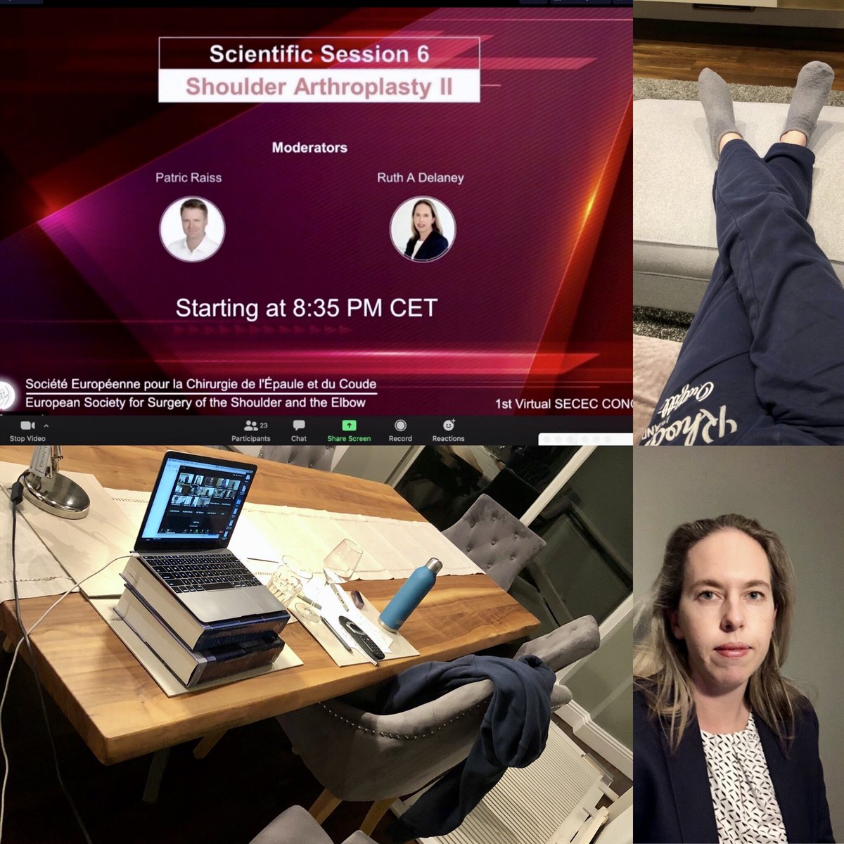 RDShoulder's tweet photo. Conference life 2020... 
Great arthroplasty session tonight @SececCongress, enjoyed moderating with Patric Raiss #ZoomDressCode #SECEC2020 #Shoulders 💪 https://t.co/kuxhvBiAqY