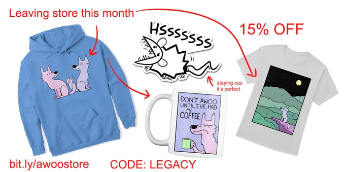 Obligatory "everything is on sale until old designs are retired later this month" tweet, code: legacy https://t.co/EcJoqbyAkm 