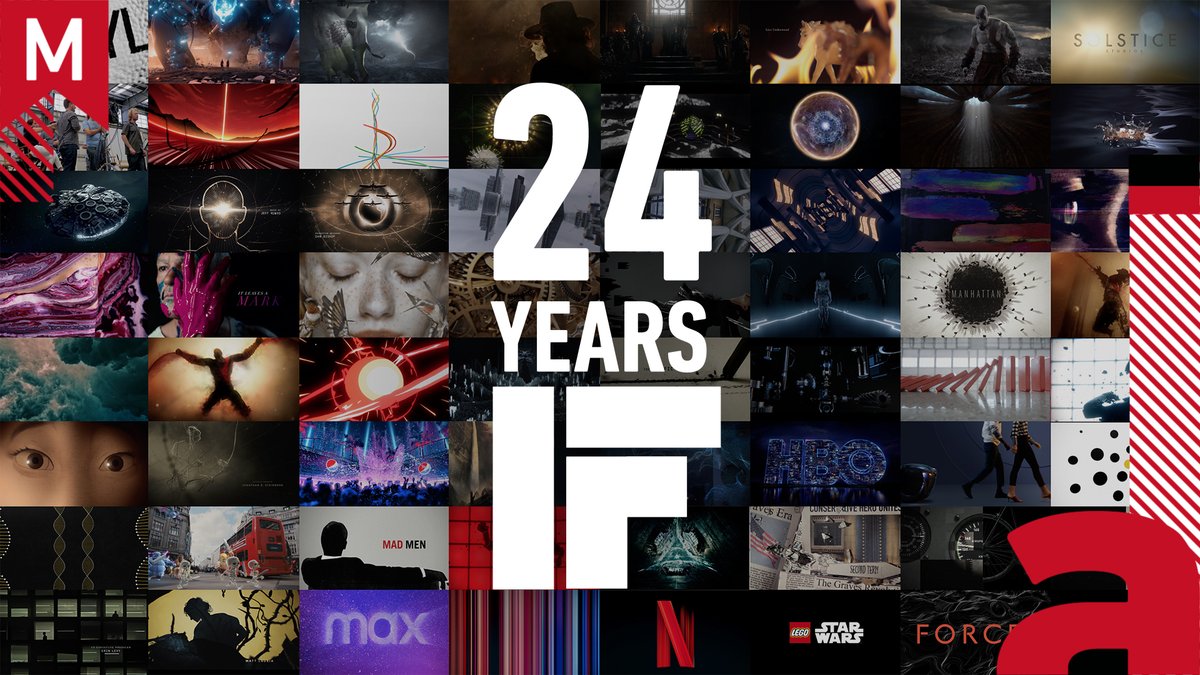 motionographer's tweet photo. This year marks @imaginaryforces' 24th birthday! To celebrate, we asked #IF to take us through their favorite project from each year of their existence. Read our article to watch the full playlist &amp; read commentary from the creators. #motionographer #imaginaryforces #24yearsofIF https://t.co/PRwmduIJAI