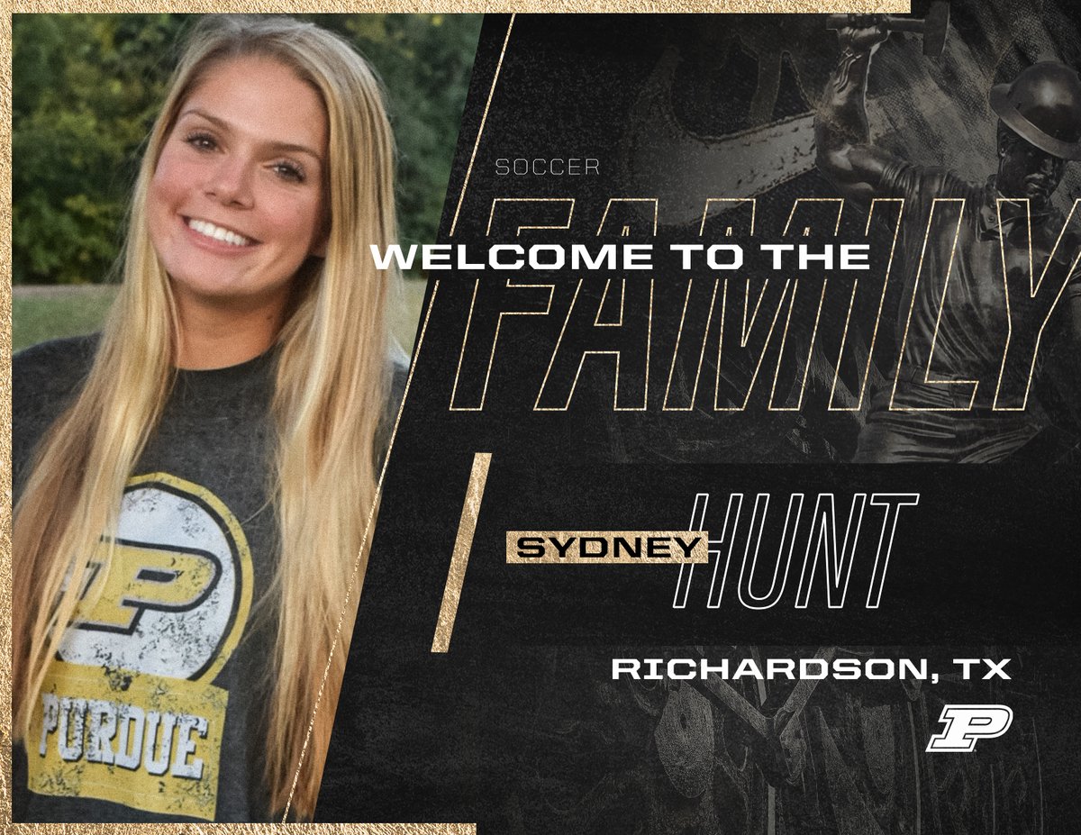 PurdueSoccer's tweet photo. ✍ Signed to be the newest Boilermaker.

Congratulations to Sydney Hunt, welcome to the Purdue family!

📍 Richardson, Texas
⚽️ Defender
🏫 J.J. Pearce HS

#BoilerUp 🚂⚽️ https://t.co/14hYbDk2AT