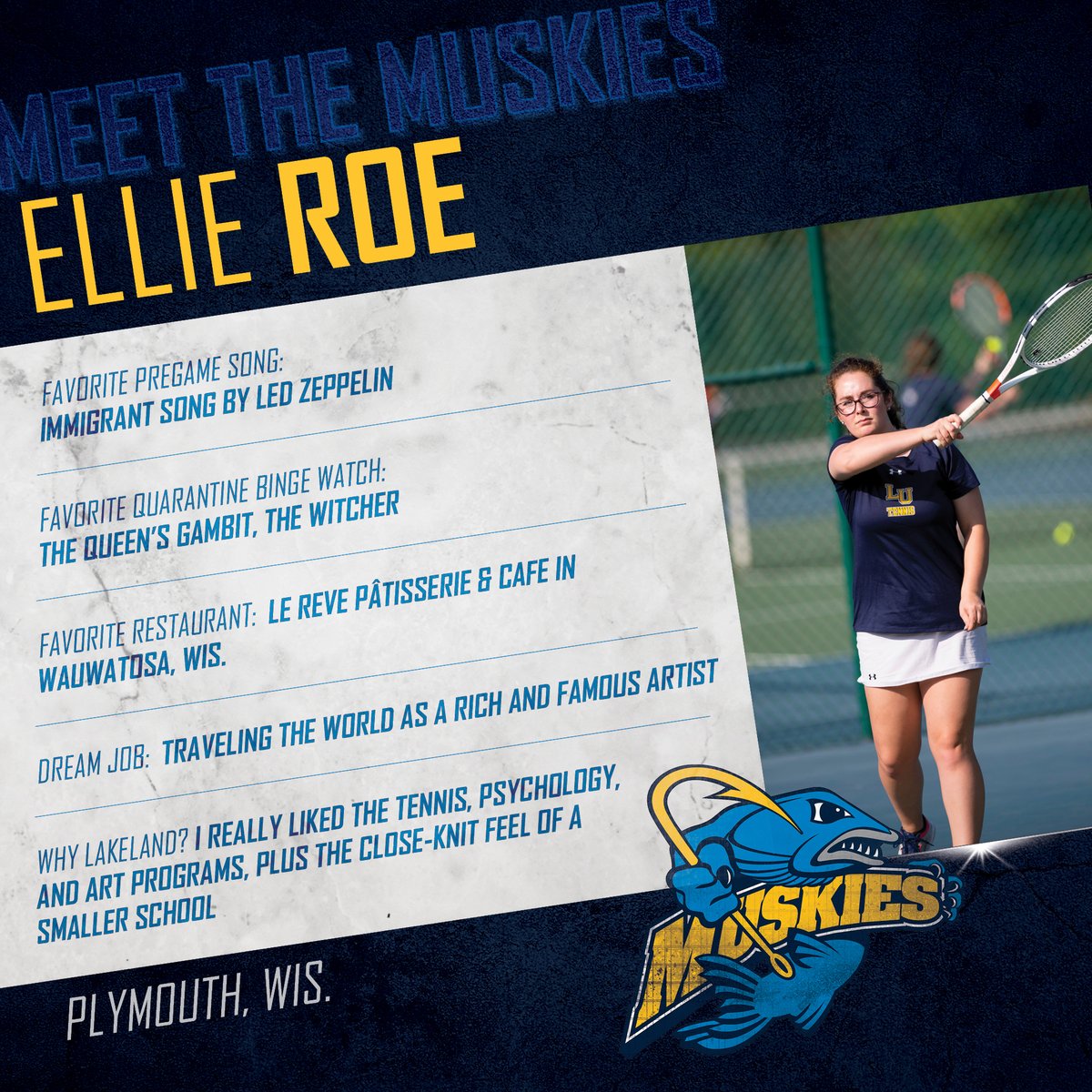 She comes from the land of the ice and snow - meet senior tennis player Ellie Roe!

#MeetTheMuskies #muskiementality #LUMuskies