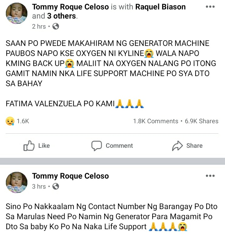 sdschaden's tweet photo. A baby is in need of an oxygen tank. Kakaubos lang po ng huling oxygen tank niya. Please send help! #RescuePH #UlyssesPH https://t.co/GdJrqRqghn