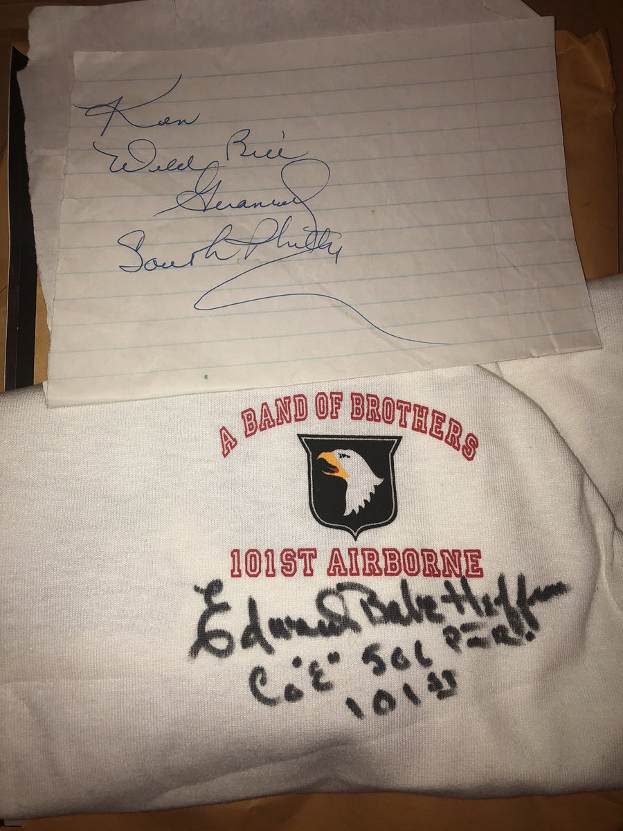 reloop2st's tweet photo. South Philly native here, going through some old items. Found autographs from two Men far better than myself. #BabeHeffron #WildBillGuarnere #ThankYouVeterans #ThankyouforyourService @HBO @tomhanks https://t.co/Fit2EjaIs1