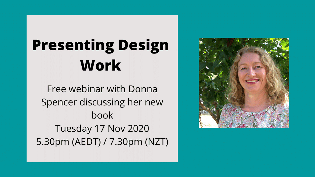 magshanley's tweet photo. I am thrilled to talk to @maadonna next week about her new book Presenting Design Work. Join us on 17 Nov at 5.30pm (AEDT) #ux #presentingdesign
https://t.co/B6rUPpQt8I https://t.co/RxnUV29BXZ
