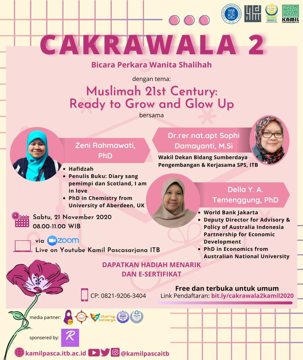 Assalamu'alaikum warahmatullah wabarakatuh 😊

[ Umum &amp; Muslimah Only]

Mau menggali lebih dalam dan  menemukan inspirasi dibalik kesuksesan para muslimah inspiratif? Yuk gabung dalam cakrawala online dengan klik link di bawah ini:
Bit.ly/cakrawala2kami…

by :
KAMIL Pasca ITB